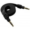 Car Stereo Audio Noodle Flat AUX 3.5mm Cable Black