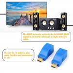 4K 3D HDMI 1.4 30M 1080p Extender to RJ45 Over Cat 5e/6 Network LAN Ethernet Adapter - Blue