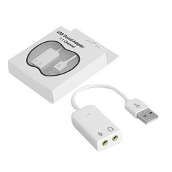 USB to Audio & Mic Cable - 7.1 Channel Virtual Apple Sound Card Audio Adapter With Mic - White