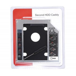 Secondary Optical Bay 2nd Hard Drive Caddy, Universal for 9.5mm CD/DVD Drive Slot (for SSD and HDD)