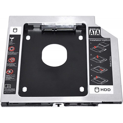 Secondary Optical Bay 2nd Hard Drive Caddy, 9.5 mm CD/DVD Drive Slot for SSD and HDD