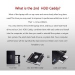 Secondary Optical Bay 2nd Hard Drive Caddy, Universal for 9.5mm CD/DVD Drive Slot (for SSD and HDD)