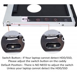 Secondary SATA Bay 2nd Hard Disk Drive Caddy for 9.5mm CD/DVD Drive Slot(Add Second HDD/SSD to Your Laptop)