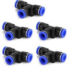 Pneumatic Fitting PU-12 Tee Union Push in Connector for 12mm OD Hose (5 pcs) 