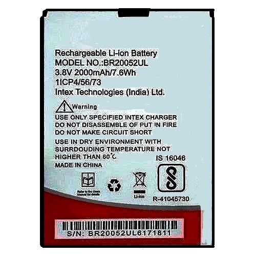 100% New Battery For INTEX Aqua Lions 4G BR20052UL 2000 mAh