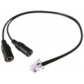 Dual 3.5mm to RJ9 Jack Adapter Convertor PC Headset Telephone VoIP 